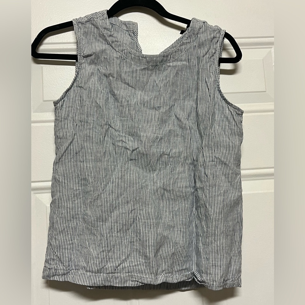 PinStriped Sleeveless Cotton Tank Top - Blue & White